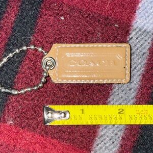 Coach Beige Leather Hangtag with Silver Chain